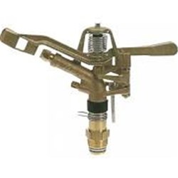 VYRSA BRASS IMPACT SPRINKLER - Part circle, 1" BSP male, twin nozzles @ 28 x 14 degree