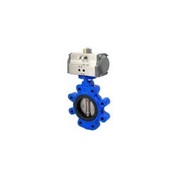 CAST IRON BUTTERFLY VALVE - LUGGED x Pneumatic Actuated - Spring Return