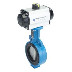 CAST IRON BUTTERFLY VALVE - WAFER x Pneumatic Actuated - Spring Return