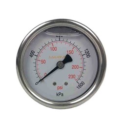 SS PRESSURE GAUGE - 63 mm, Rear Entry x 1/4 BSP Calibrated: Kpa & PSI