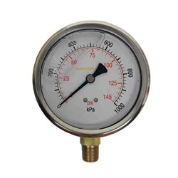 SS PRESSURE GAUGE - 100 mm, Bottom Entry x 3/8 BSP Calibrated: Kpa & PSI