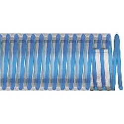 PVC FOOD SUCTION AND DELIVERY HOSE - Nettuno FF, FDA, clear wall, rigid blue helix