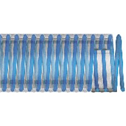PVC WATER SUCTION & DELIVERY HOSE - Saturno Blue, clear corrugated, blue rigid helix