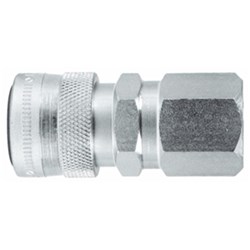 CEJN Series 115 hydraulic quick disconnect couplings for ultra high working pressure of 14500 psi (100 Mpa) are available in standard or flat face design, and are a non-drip design. Sockets are hardened steel with Zinc plated finish threaded BSPP female with NBR seals for temperature range of -30 to 100 degree C and flow rate of 6.0 LPM. Ideal for Rescue tools, torque tools, hydraulic bolt tensioning or bearing pullers 