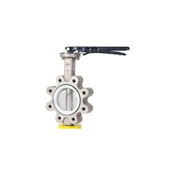STAINLESS STEEL 316 BUTTERFLY VALVE - LUGGED ANSI 150, Lever Operated, PTFE lined