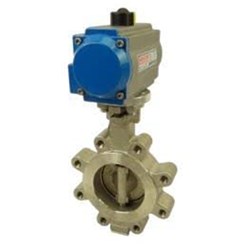 STAINLESS STEEL 316 BUTTERFLY VALVE - LUGGED x Pneumatic Actuated - Double Acting, PTFE