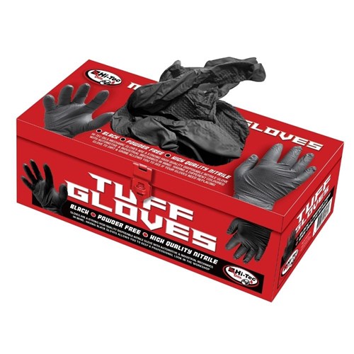HI-0TECH OILS TUFF GLOVES 100 PER BOX MEDIUM SIZE