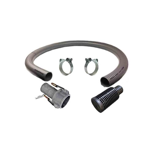 GREY SUCTION ASSY  38mm x 10m C/W AL CAMLOK PARTS C STRAINER & SUPER CLAMPS